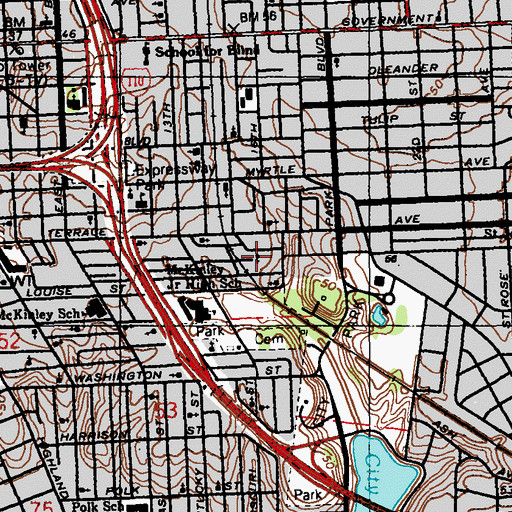 Topographic Map of New Bethel Baptist Church, LA