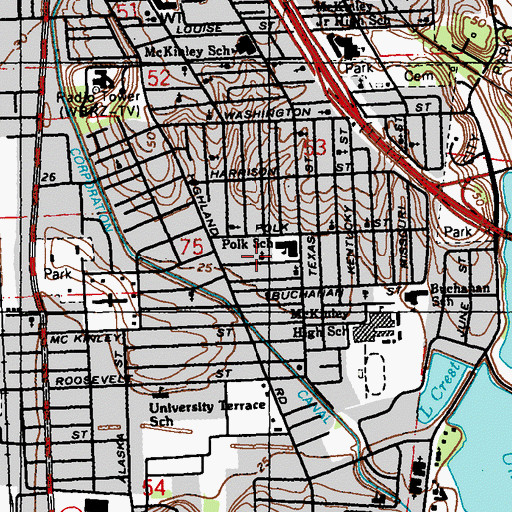 Topographic Map of New Canaan Baptist Church, LA