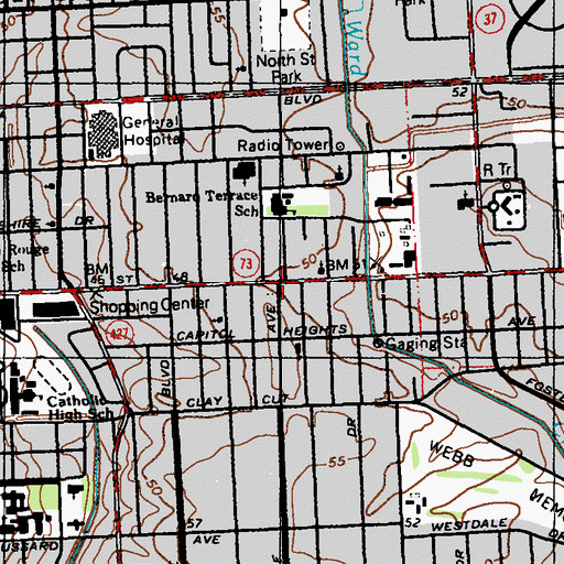 Topographic Map of New Covenant Church, LA