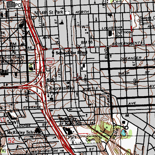 Topographic Map of New Saint John Missionary Baptist Church, LA