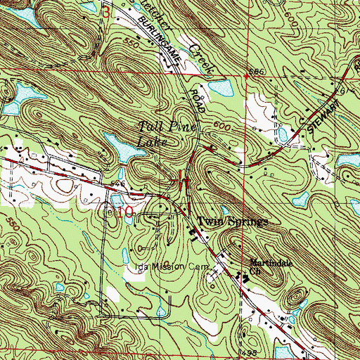 Topographic Map of Two Springs, AR