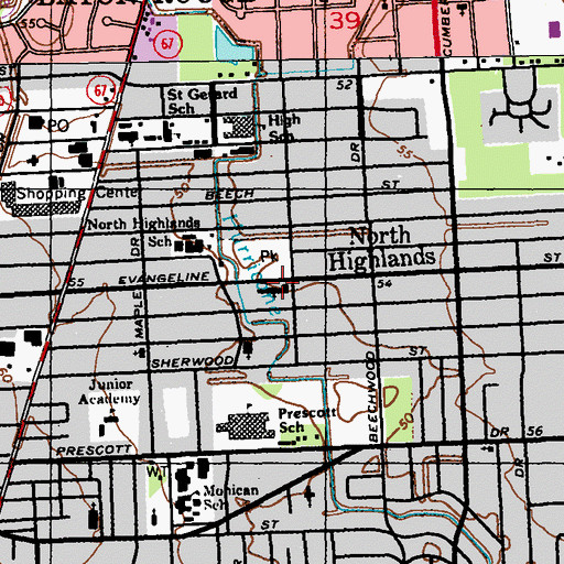 Topographic Map of North Baton Rouge United Methodist Church, LA