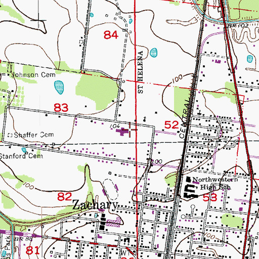 Topographic Map of Northwestern Elementary School, LA