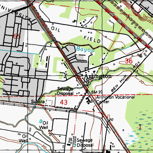 Topographic Map of Oakbrook Village Shopping Center, LA