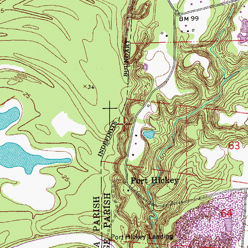 Topographic Map of Painted Bluffs, LA