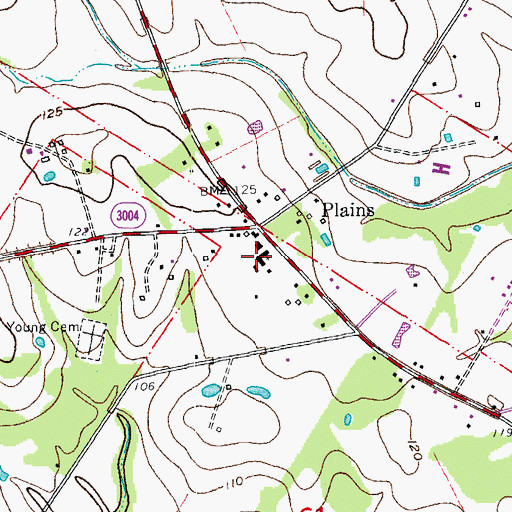 Topographic Map of Plains Presbyterian Church, LA