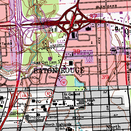 Topographic Map of Plank Road Mall Shopping Center, LA