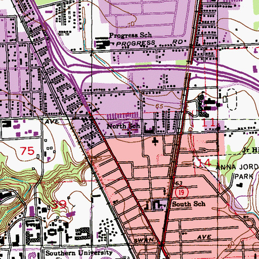 Topographic Map of Puritan Baptist Church, LA