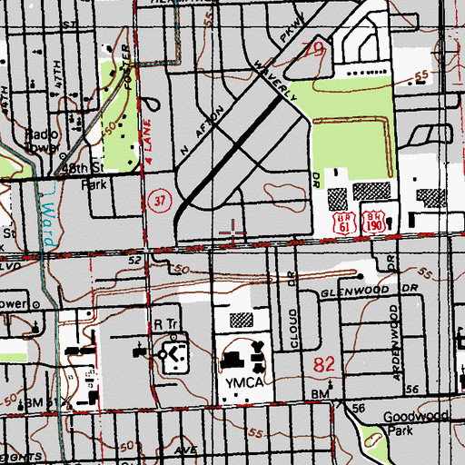 Topographic Map of Rebel Shopping Center, LA