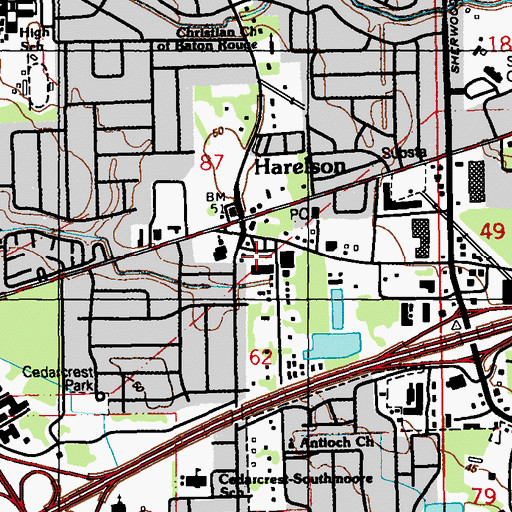 Topographic Map of Reeves Shopping Center, LA