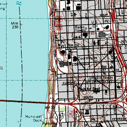 Topographic Map of Baton Rouge River Center, LA