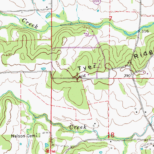 Topographic Map of Tyer Ridge, AR