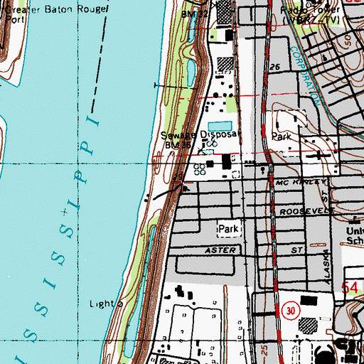 Topographic Map of Rose Hill Baptist Church, LA