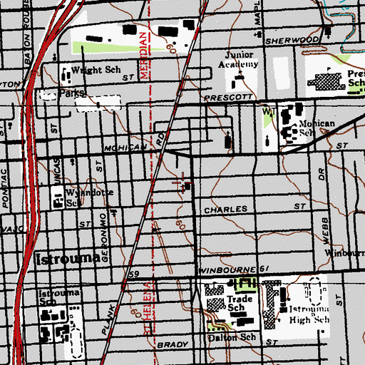 Topographic Map of Rose Hill Baptist Church, LA