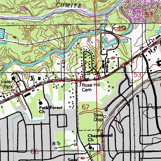 Topographic Map of Rose Hill School (historical), LA