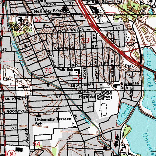 Topographic Map of Saint Clair Spiritual Church, LA
