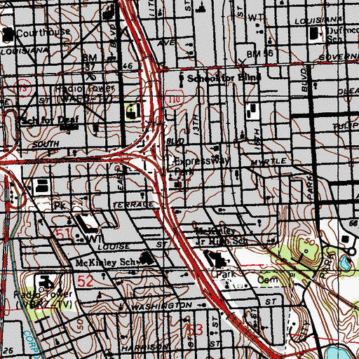 Topographic Map of Saint Francis Xavier Catholic School, LA