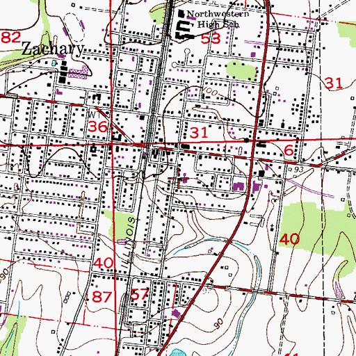 Topographic Map of Saint John the Baptist Catholic Church, LA