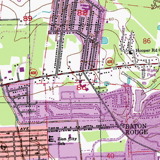 Topographic Map of Saint Pius X School, LA