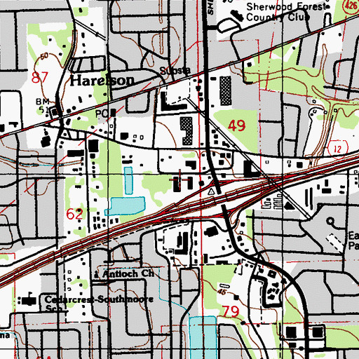 Topographic Map of Sherwood Twelve Plaza Shopping Center, LA