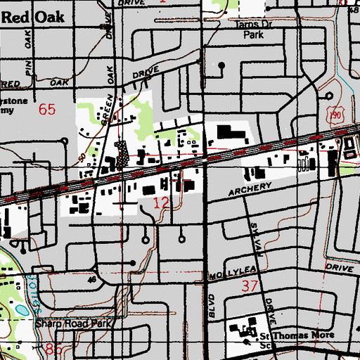 Topographic Map of Sherwood Plaza Shopping Center, LA