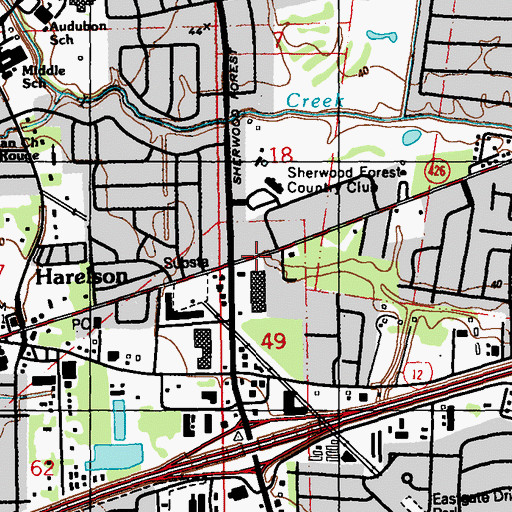 Topographic Map of Sherwood South Shopping Center, LA