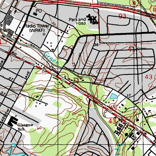 Topographic Map of Sixty Aid Church (historical), LA