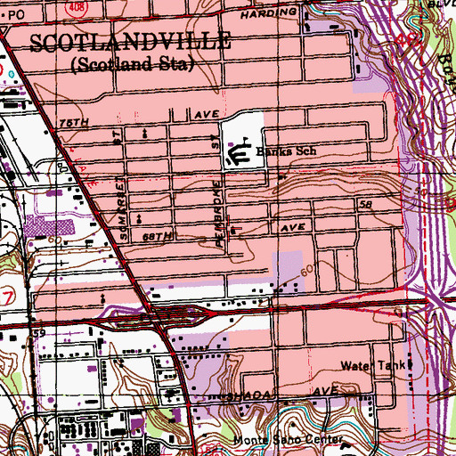 Topographic Map of Sixtyeight Avenue Baptist Church, LA