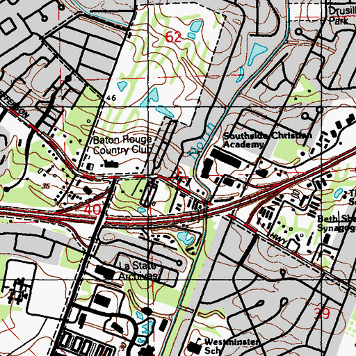 Topographic Map of South Baton Rouge Church of Christ, LA