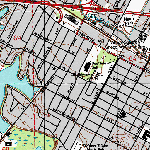 Topographic Map of Southdowns Elementary School, LA