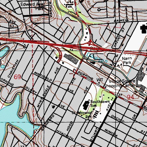 Topographic Map of Southgate Shopping Center, LA