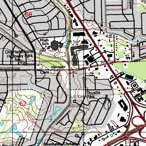 Topographic Map of Tara Place Shopping Center, LA
