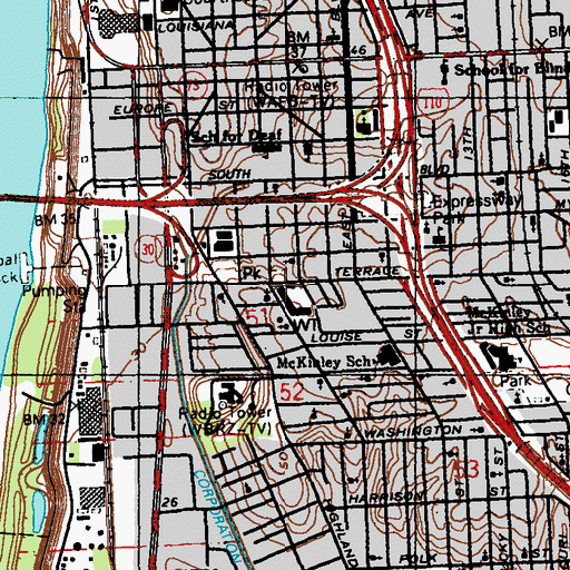 Topographic Map of Terrace Street Recreation Center, LA