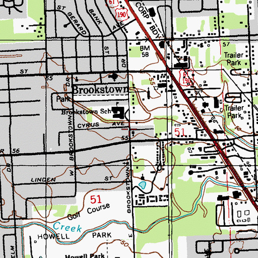 Topographic Map of Trinity Bible Baptist Church, LA