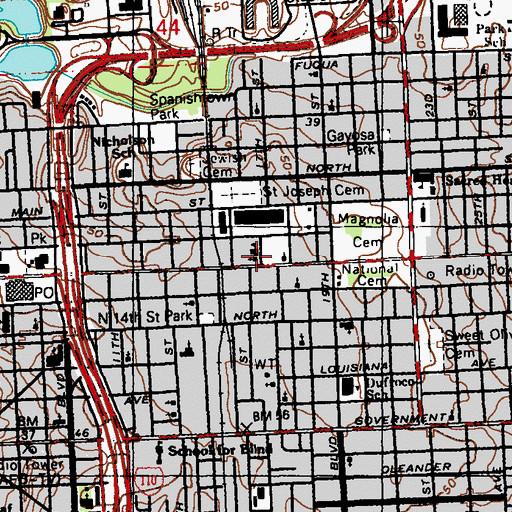 Topographic Map of Trinity Lutheran Church, LA