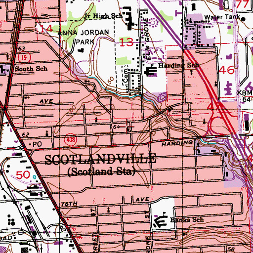 Topographic Map of True Love Baptist Church, LA