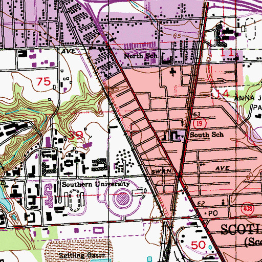 Topographic Map of Truevine Baptist Church, LA