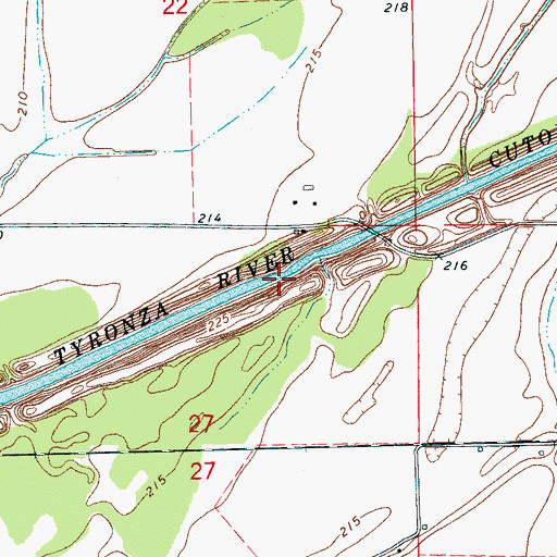 Topographic Map of Tyronza River Cutoff, AR