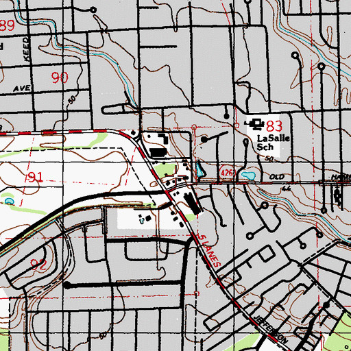 Topographic Map of Twin Cedars Shopping Center, LA