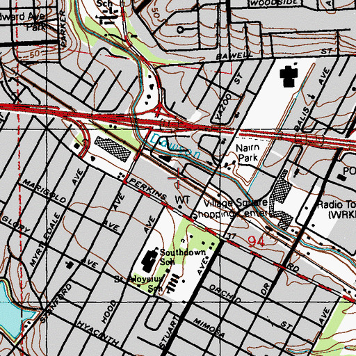 Topographic Map of University Gardens, LA