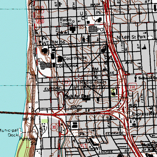 Topographic Map of Wesley United Methodist Church, LA