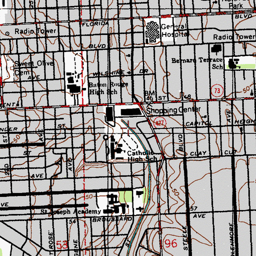 Topographic Map of Westmoreland Shopping Center, LA