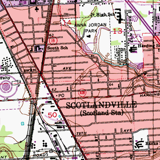 Topographic Map of White Stone Baptist Church, LA