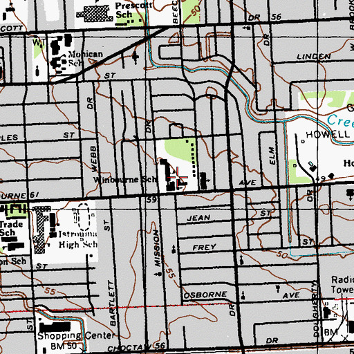 Topographic Map of Winbourne United Methodist Church, LA