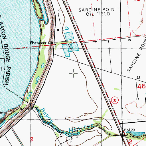 Topographic Map of Woodstock Plantation (historical), LA