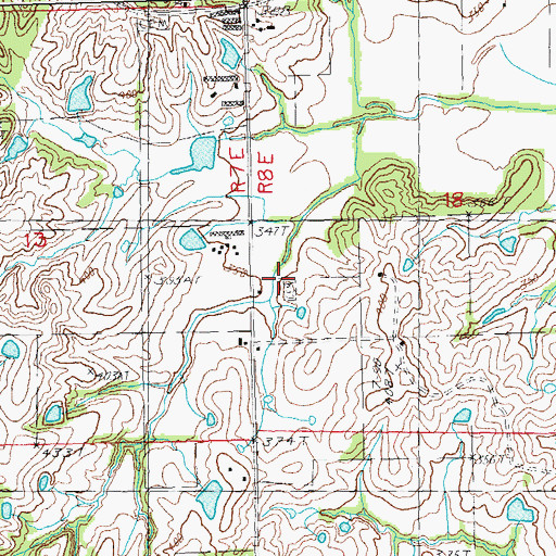 Topographic Map of Underwood Cemetery, AR