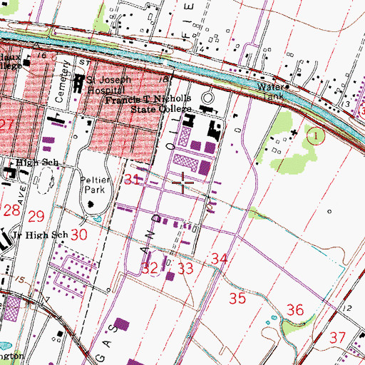 Topographic Map of Allen J Elender Memorial Library, LA