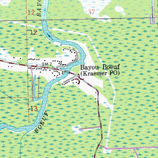 Topographic Map of Bayou Boeuf Elementary School, LA