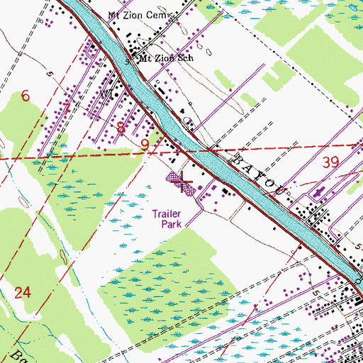 Topographic Map of Bon Service Shopping Center, LA