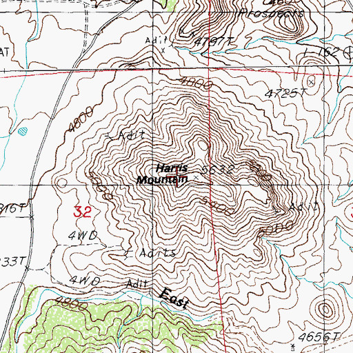 Topographic Map of Harris Mountain, AZ